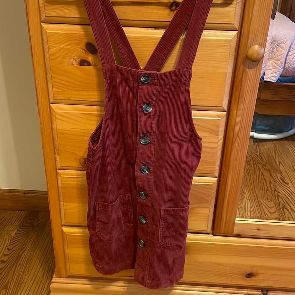 Corduroy overall dress.